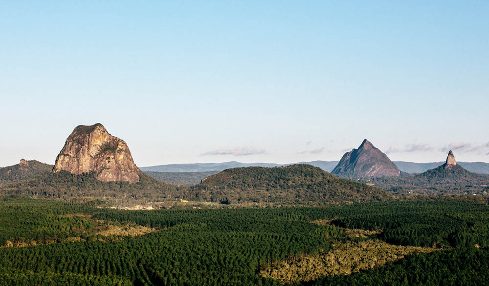 Forested Glass house Mountains Sunshine Coast