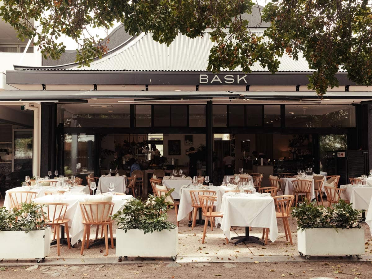 Exterior view of BASK Restaurant dining space at Peregian Beach on the Sunshine Coast