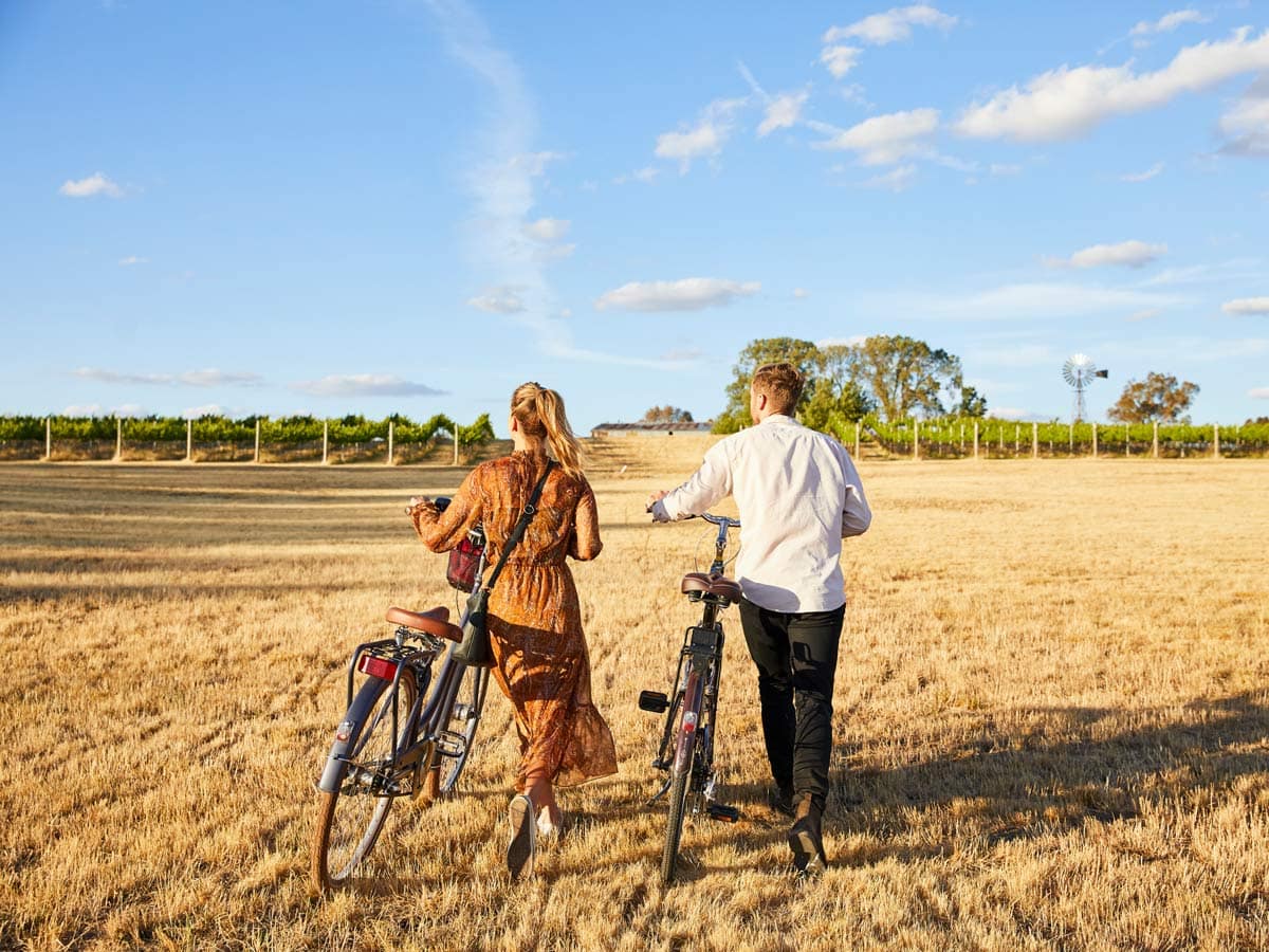 Cycling on Clare Valley, South Australia, Australia.