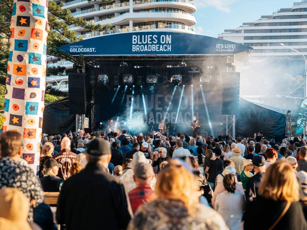 cheerful crowd singing at Blues on Broadbeach