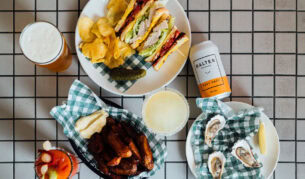 a spread of food on the table at The Clam, Lorne