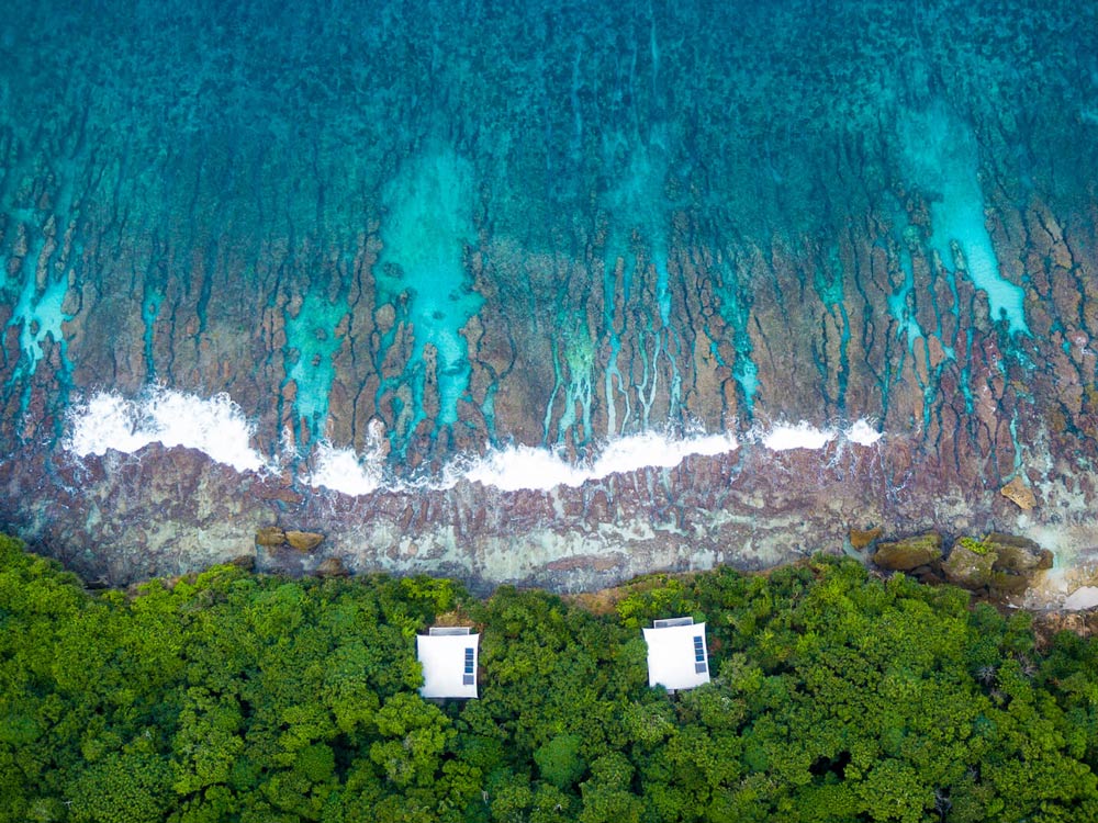 Aerial footage of Swell Lodge.