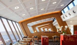 the seating area at Qantas International First Lounge, Sydney