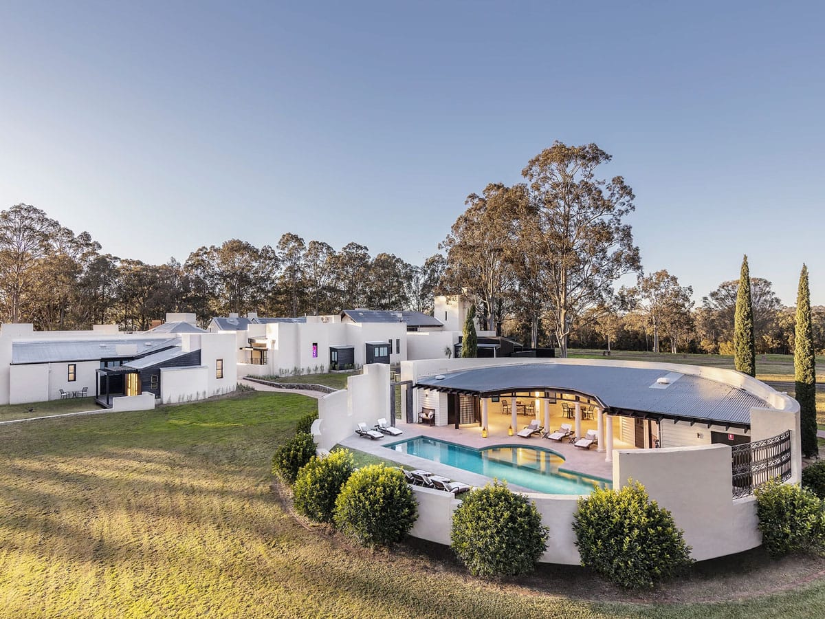 an aerial view of Tower Lodge, Hunter Valley