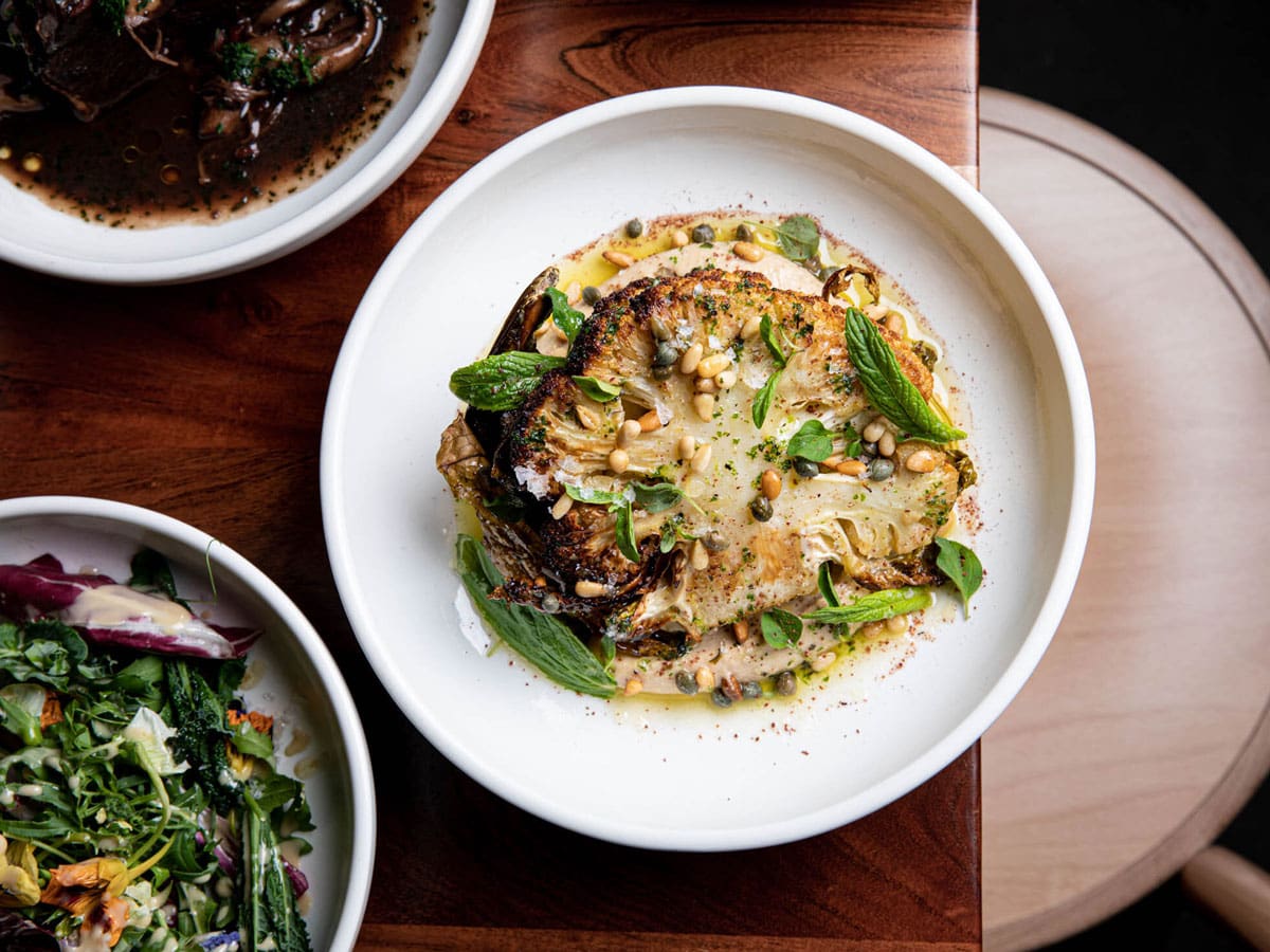 a table-top view of dishes at Ates in Blackheath Blue Mountains