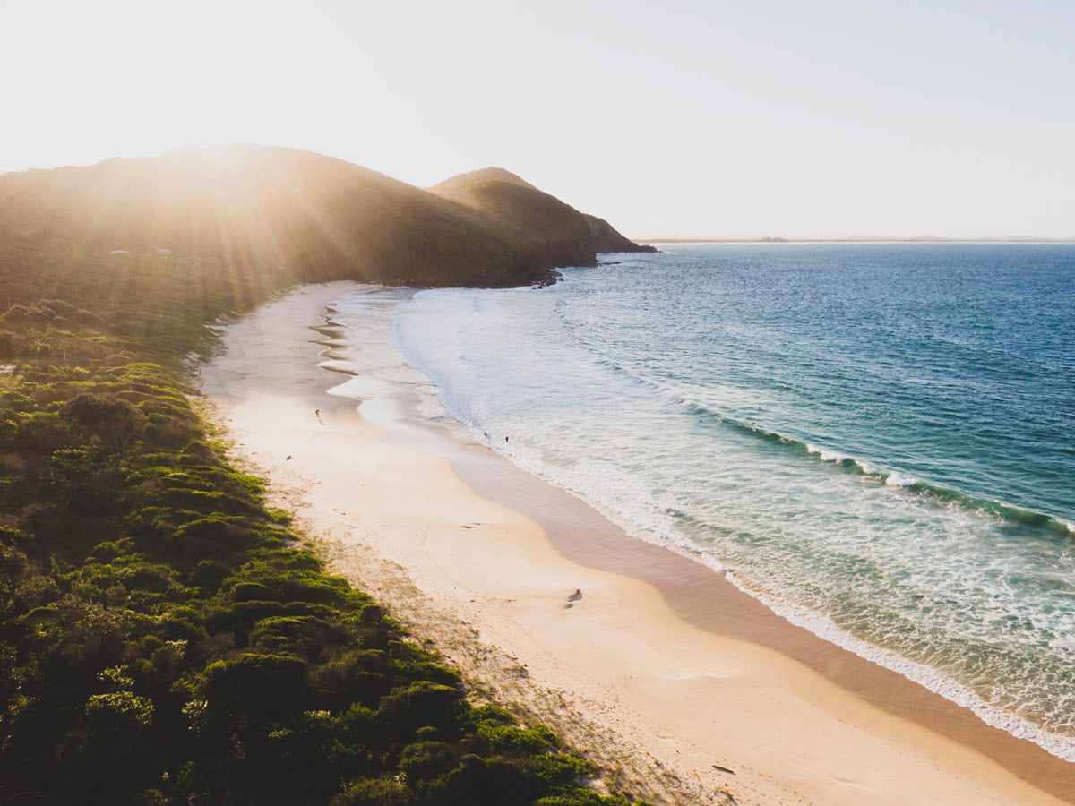 Scenic coastal views across Elizabeth Beach in Booti Booti National Park.