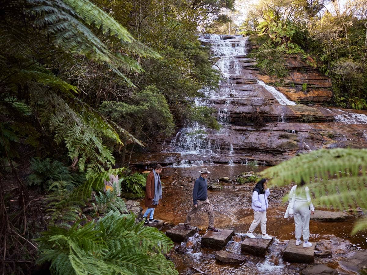 People walking the trail at Katoomba Falls