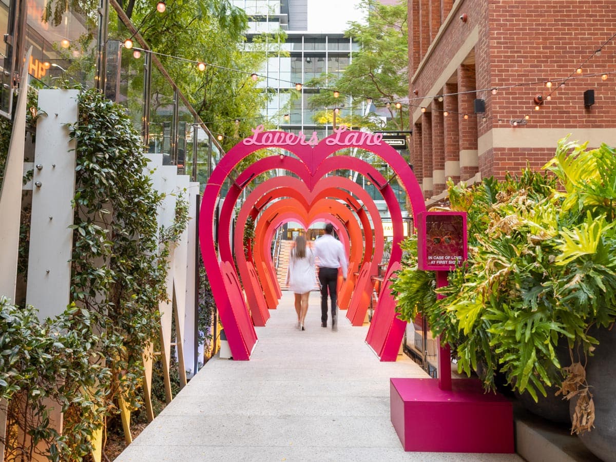 a couple walking along Lovers Lane