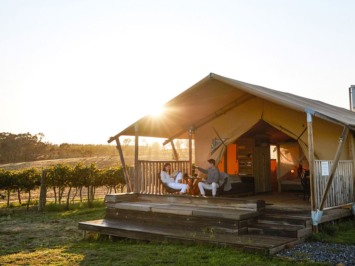 Couple enjoying a stay at Nashdale Lane Glamping