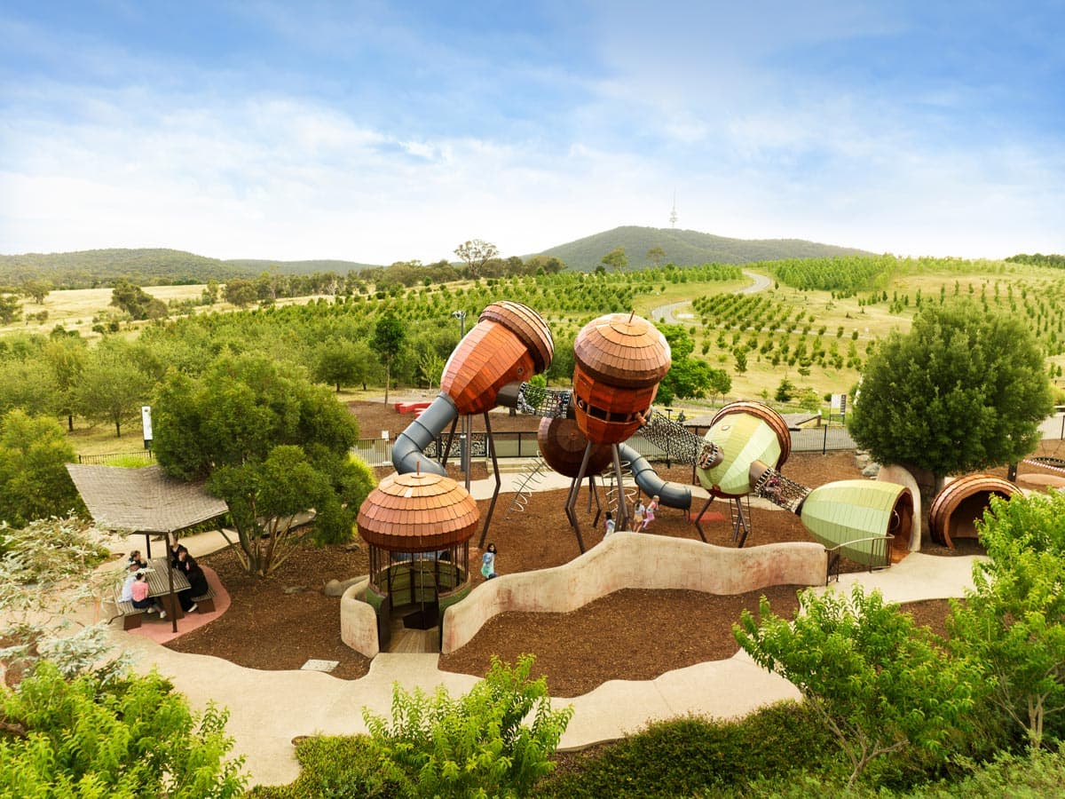 an overhead shot of National Arboretum Canberra