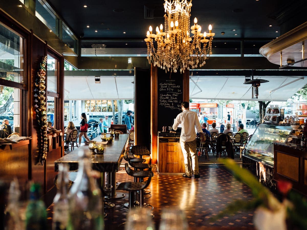 an elegant dining interior at Aromas Noosa