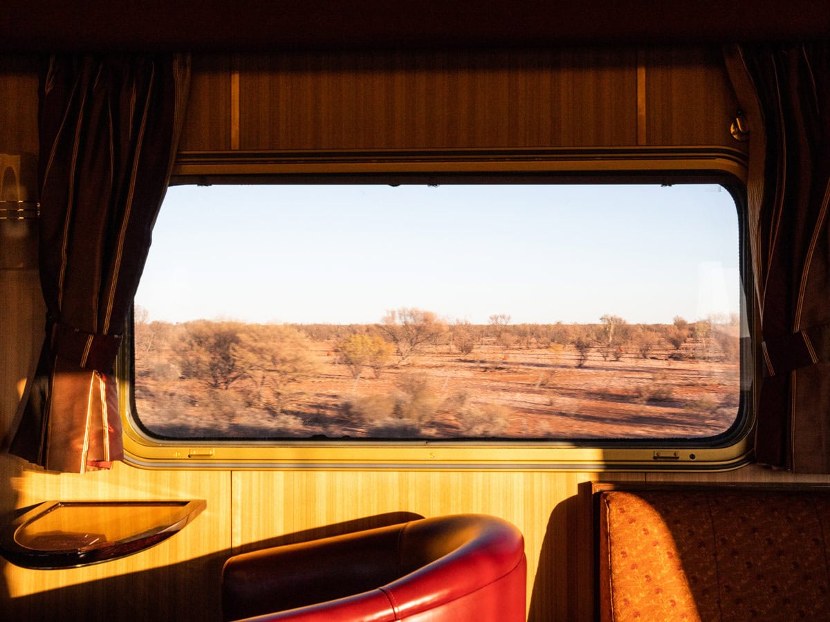 The view of the outback outside on the Ghan