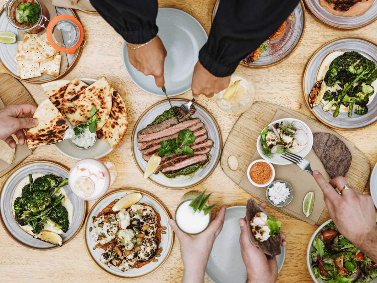 a table top view of meals at The Yard Bright