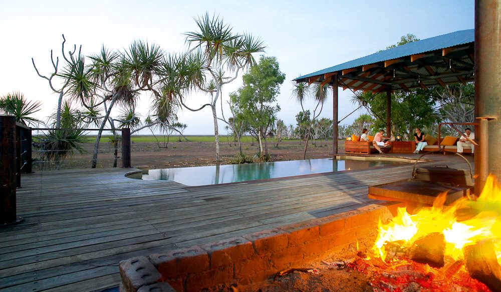 Firepit and infinity pool Bamurru Plains Lodge