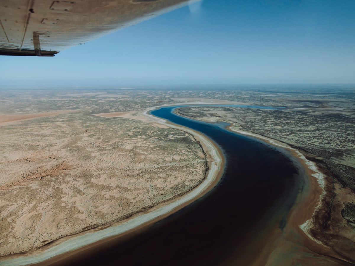 Oodnadatta Loop scenery from an airplane. (Credit: South Australian Tourism Commission)